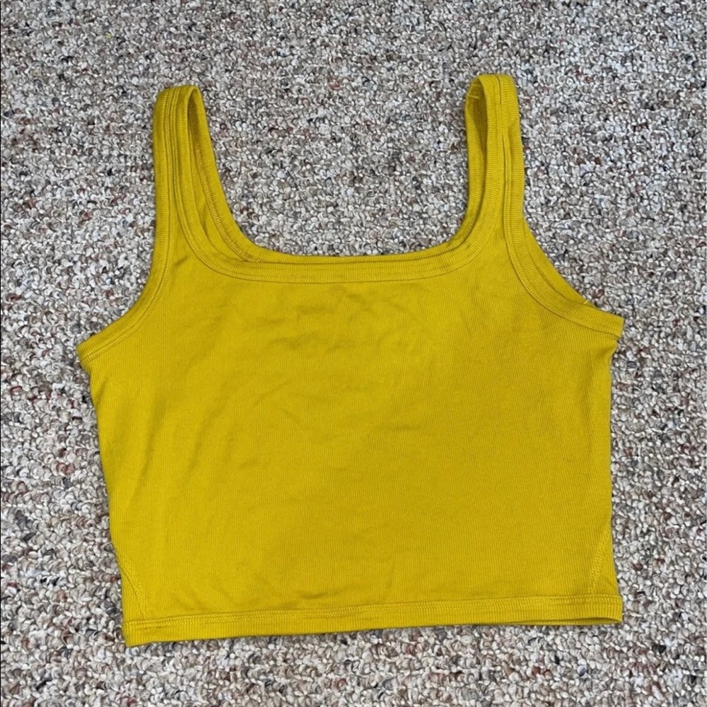 Yellow Lululemon cropped tank top